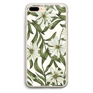 Wit bloemenpatroon: iPhone 7 Plus Transparant Hoesje