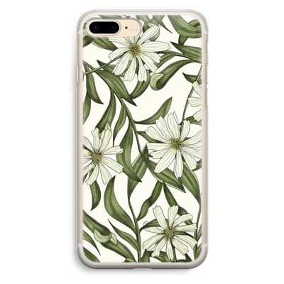 Wit bloemenpatroon: iPhone 7 Plus Transparant Hoesje