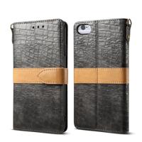 Splicing kleur krokodil textuur PU horizontale Flip lederen case voor iPhone 6/6S met portemonnee & houder & kaartsleuven & Lanyard (grijs)