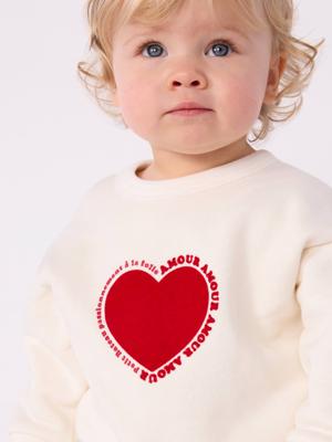Baby sweater van fleece met hartmotief PETIT BATEAU ecru