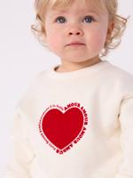 Baby sweater van fleece met hartmotief PETIT BATEAU ecru