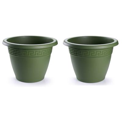 PlasticForte Plantenpot - 2x stuks - donkergroen - 45x38 cm - bloempot - kunststof - rond