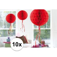 10x Decoratiebollen rood 30 cm - thumbnail