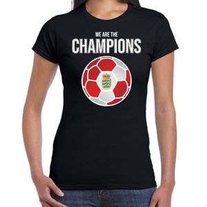 Denemarken EK/ WK supporter t-shirt we are the champions met Deense voetbal zwart dames