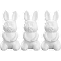 3x Piepschuim konijnen/hazen decoraties 24 cm hobby - thumbnail