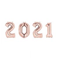 New Year versiering 2021 ballonnen rose goud   - - thumbnail
