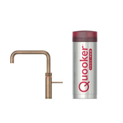 Quooker Fusion Square Keukenkraan Set - Kokend Warm- en Koud Water - Messing Patina - met COMBI Reservoir