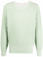 AMI Paris pull en maille nervurée à col ras du cou - Vert