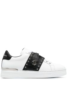 Philipp Plein baskets à plaque logo - Blanc