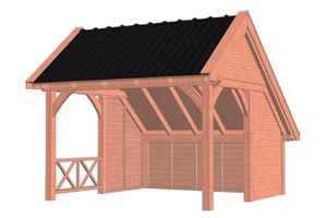 Trendhout Kapschuur De Hoeve XL 415x440 cm - Combinatie 1- Kapschuurdak- Onbehandeld lariks Douglas hout- Trendhout