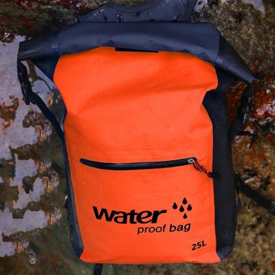 Outdoor vouwen dubbele schoudertas droge zak PVC waterdichte rugzak capaciteit: 25L (oranje)