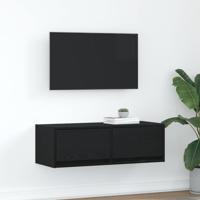 TV-meubel 80x31x25,5 cm spaanplaat zwart eikenkleurig