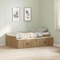 Opbergbedframe artisanaal eikenkleurig 80 x 200 cm Bewerkt hout