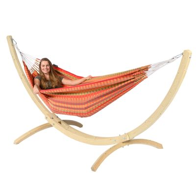 Hangmat met Standaard Tweepersoons 'Wood & Premium' Melon - Oranje - Colombiaanse - 180 kg - Tropilex