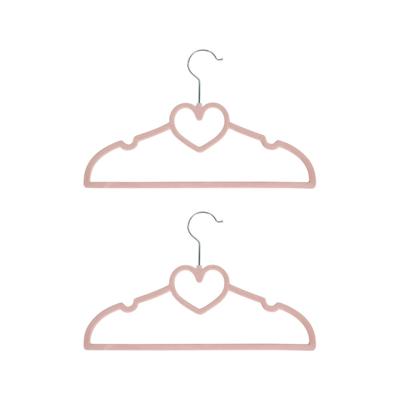 Kledinghangers hartvorm - 2x - roze - kinderkamer / babykamer - 33 x 20,5 cm