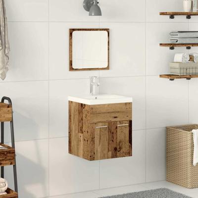 Badkamermeubelset 3 pcs Oud Hout 41 x 38.5 x 46 cm Bewerkt hout