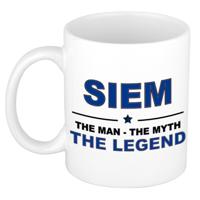 Siem cadeau mok - man myth legend - naam koffiemok / beker - wit en blauw - 300 ml