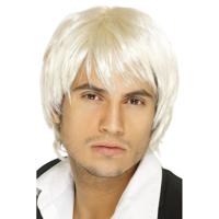 Carnaval verkleed boy band pruik - heren - blond - kort haar - thumbnail