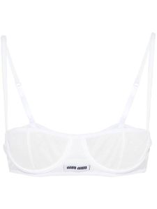 Miu Miu soutien-gorge en jean à design nervuré - Blanc