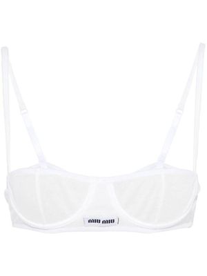 Miu Miu soutien-gorge en jean à design nervuré - Blanc
