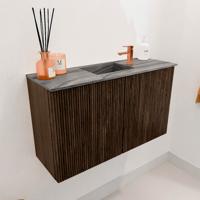 Toiletmeubel Mondiaz Joya Dlux | 70 cm | Meubelkleur Walnut | Faye wastafel Sombra Wasbak Midden | 1 kraangat