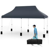 Uitschuifbare Tent 300 x 600 cm Waterdichte Opvouwbare Partytent met Draagtas Zonwering Stevig Buitenprieel voor Terras Strand Bruiloft