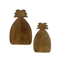 Snijplank Ananas - Naturel - Mangohout - Set van 2 34x22x2/29x17x2 cm