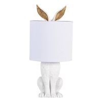 HAES DECO - Tafellamp - City Jungle - Konijn in de Lamp, Ø 20x43 cm - Wit/Wit - Bureaulamp, Sfeerlamp, Nachtlampje