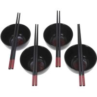8-delige sushi serveer set voor 4 personen - keramiek - zwart