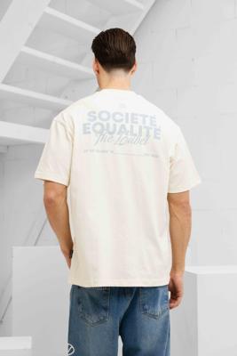 Equalité Societe 2.0 Oversized T-Shirt Heren Gebroken Wit/Lichtblauw - Maat M - Kleur: Gebroken Wit | Soccerfanshop