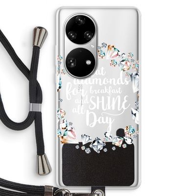 Diamonds: Huawei P50 Pro Transparant Hoesje met koord
