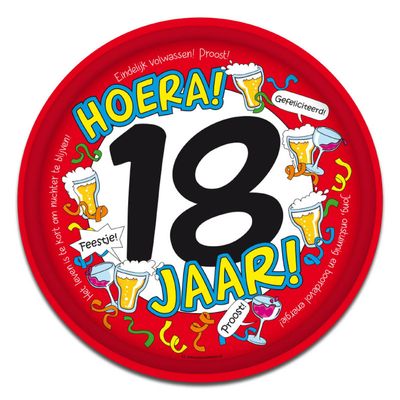 Paper Dreams Dienblad 18 Jaar 30 Cm Staal Rood/wit