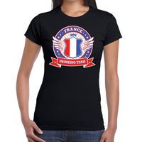 Zwart France drinking team t-shirt dames - thumbnail