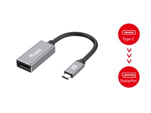 Equip 133493 video kabel adapter 0,15 m USB Type-C DisplayPort Zwart, Grijs