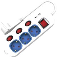 ROLINE 3-voudige stekkerdoos met schakelaar, USB oplader A+C, 1,5 m