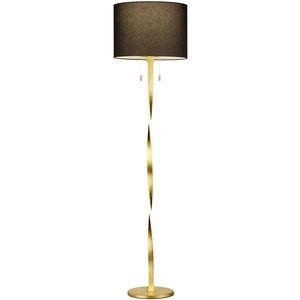 LED Vloerlamp - Trion Ninda - E27 Fitting - 14W - Warm Wit 3000K - Rond - Mat Goud - Aluminium