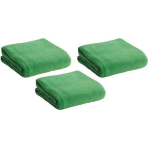 3x Fleece dekens/plaids groen 120 x 150 cm