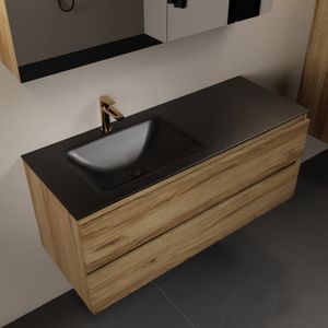 MONDIAZ AIVY 120cm badmeubel Chai, wastafel Urban solid surface links 1 kraangat met spiegelkast (AI-351631URBAN-SI - AI-M120CHLI - AI-C120CHMI)