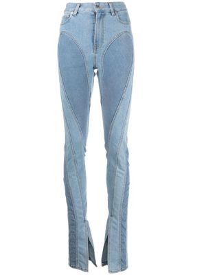 Mugler jean Spiral à chevilles fendues - Bleu