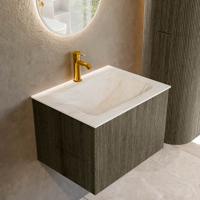 Badmeubel Mondiaz Kurve-Dlux | 60 cm cm | Meubelkleur Shadow | Wastafelkleur Ostra | Solid surface | Wasbak midden spoelbak | 1 kraangat