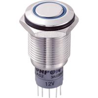 TRU COMPONENTS 701845 LAS2GQF-11ZE/B/12V/S/P Vandalismebestendige drukschakelaar 250 V/AC 3 A 1x aan/aan Continu Blauw 1 stuk(s)