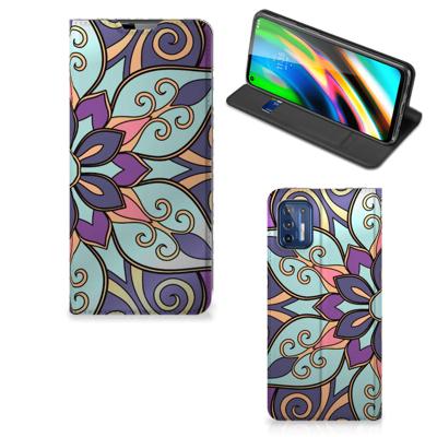 Motorola Moto G9 Plus Smart Cover Purple Flower