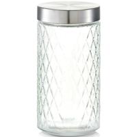 Zeller keuken voorraadpotten / bewaarpotten - 1500 ml - geruit glas - 11 x 22 cm