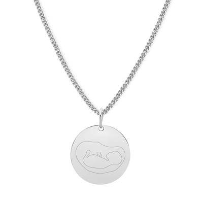 Gepersonaliseerde echo lijntekening ketting - Stainless steel - 18 mm - Zilver