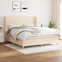 Boxspring met matras stof crèmekleurig 160x200 cm