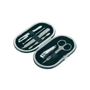 Manicure set 6-delig - zwarte ovalen etui - metalen rits - reis kit
