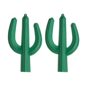 2x stuks PVC Mexicaanse thema decoratie 3D cactus 62 x 37 cm