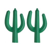 2x stuks PVC Mexicaanse thema decoratie 3D cactus 62 x 37 cm