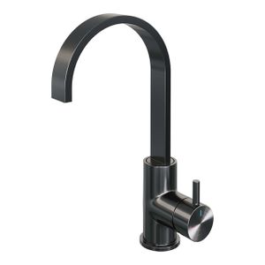 Brauer Gunmetal Edition Wastafelmengkraan opbouw - hoog - draaibaar - platte uitloop - model b - PVD - geborsteld gunmetal 5-GM-003-S2