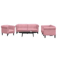 3-delige Loungeset fluweel roze